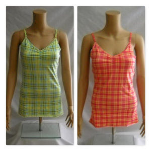 SO 2 Plaid Stretch Tank Cami Tops Juniors Medium